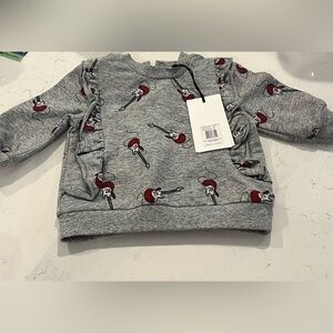 GUITAR Print Girls Ruffle Sweatshirt‎